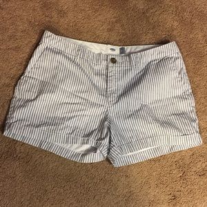 White and Blue Striped Shorts